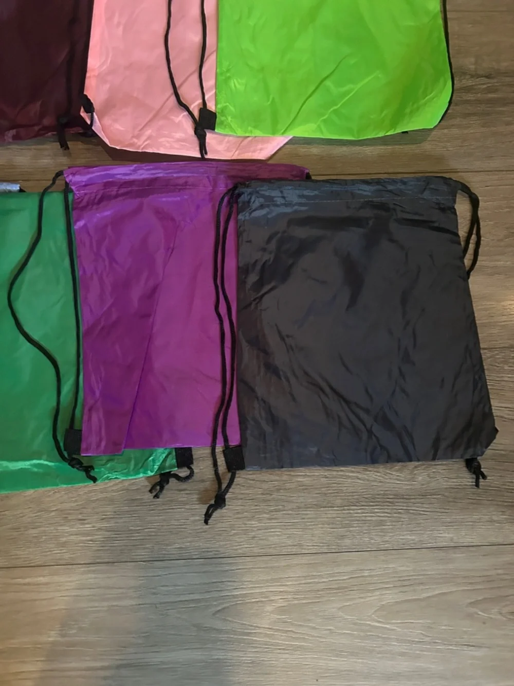 NWOT Sm. Drawstring Sport & Swim‎ Bags lot of 8 Packable Colored Gym Sacks shown